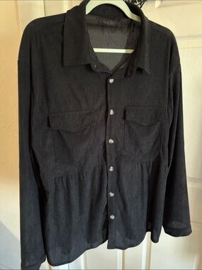 Black Corduroy Button-Front Jacket